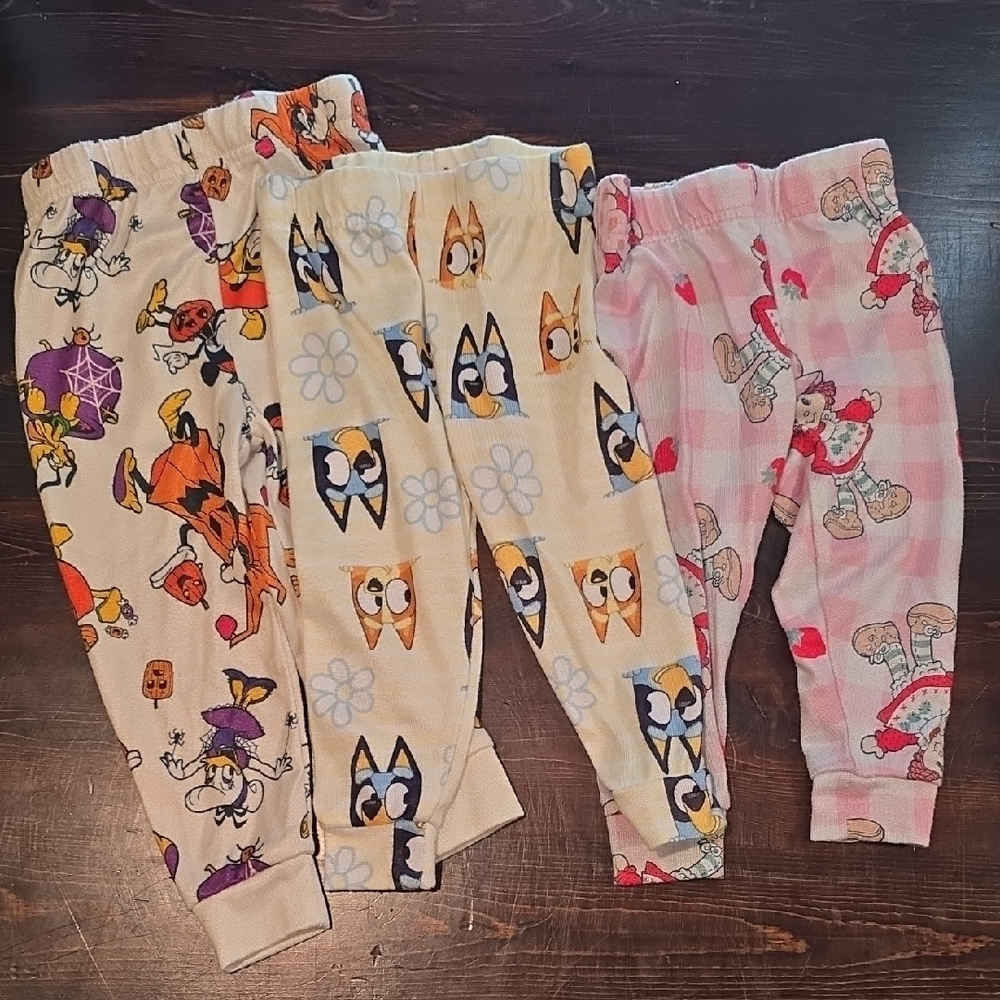 Lot of 3 Character Pajama Pants - Bluey, Mickey Halloween, Minnie Mouse - 18M/2T